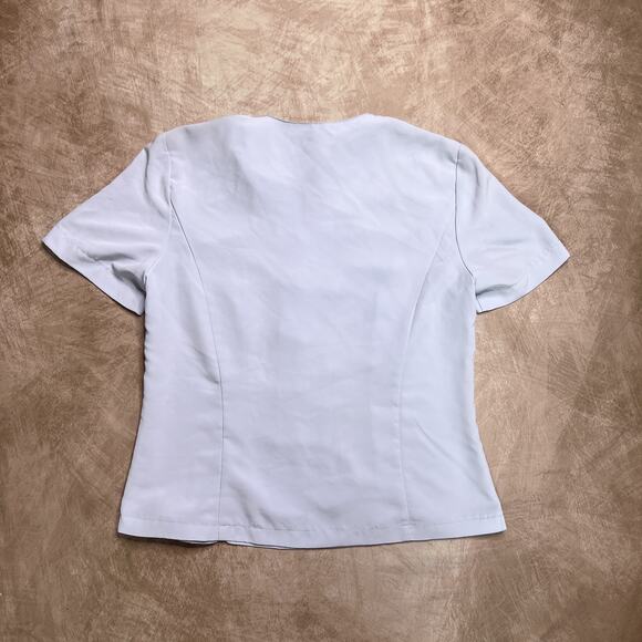 Vintage 90s Liz Baker Floral Embroidered Blouse Pastel Purple Pearlescent Beaded - Picture 3 of 6